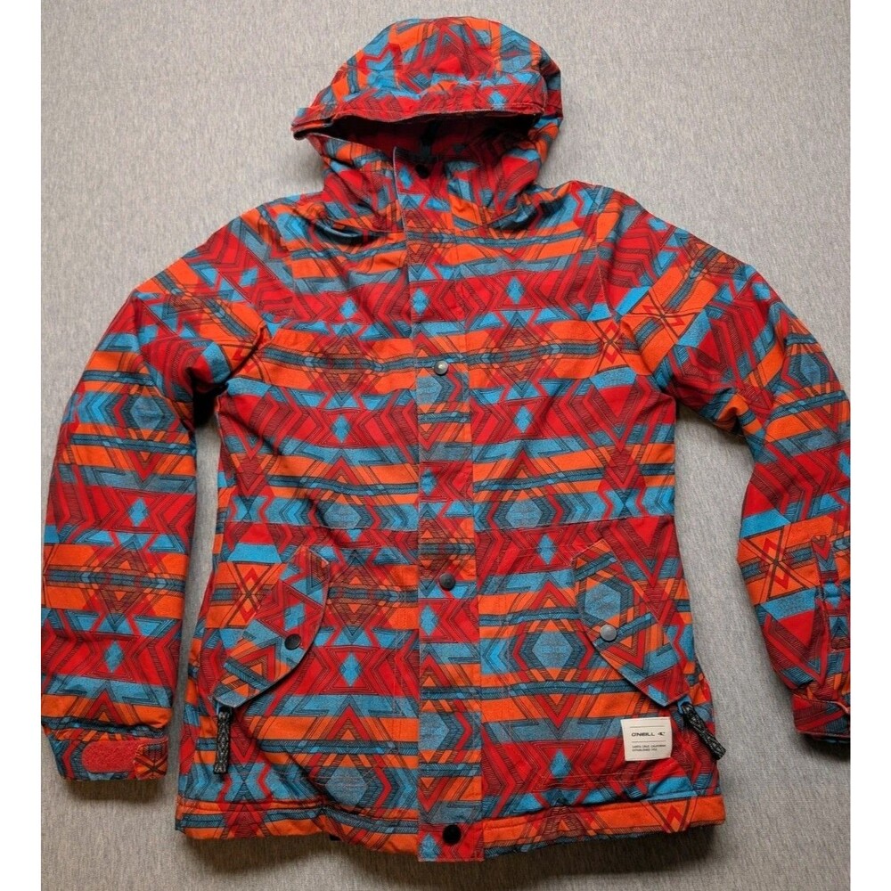 O'Neill Girls Sz 10 Ski/Snowboard Jacket Water Repellent with Hood Aztec Print